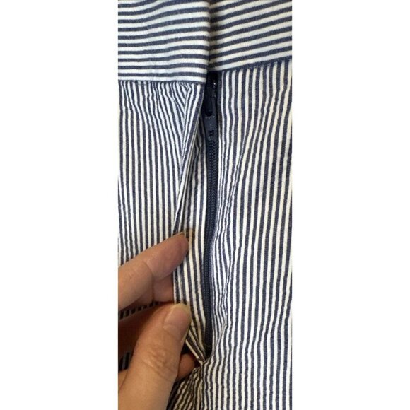 Talbots Women’s Blue White Stripe Seersucker Cotton Crop Pants Curvy Sz 14 - Picture 5 of 11
